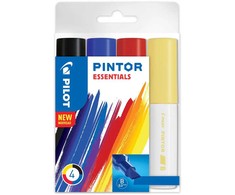 Pilot Pen „Pilot Pintor“, 4 vnt., Juoda, Mėlyna, Raudona, Geltona, Šepetėlio antgalis, Įvairių spalvų, Apvalus, 8 mm