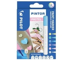 Pilot Pen Pilot Pintor pasteliniai pieštukai, 6 vnt., Mėlyna, Žalia, Rožinė, Violetinė, Balta, Geltona, Plonas galiukas, Įvairių spalvų, Apvalūs, 2,3 mm