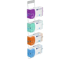 Pirštinių lentynėlė, ABENA Flexi rack, 12,5 cm x 260 x 830 mm, sidabrinė, nerūdijančio plieno, 4 dėžėms, reguliuojama, montuojama ant sienos