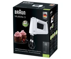 Plakiklis Braun MultiMix HM 3000 WH, Hand mixer, Baltas, Nerūdijantis plienas, 450 W