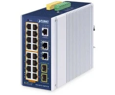 Šakotuvas Switch Planet PLANET IP30 Industrial L2/L4 16-Port Zarządzany L2/L4 Gigabit Ethernet (10/100/1000) Obsługa PoE Aliuminio, Mėlyna