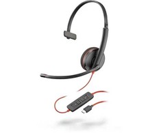 Plantronics POLY Blackwire C3210, Laidinis, Skambučiai / Muzika, 87 g, Ausinės, Juoda, Raudona