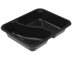 Plastikinis indas, Færch, C 2227-2F, 2 skyrių, stačiakampis, talpa 1115 ml, 178x227x43 mm, PET, juodas, dėžutė