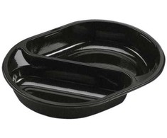 Plus Pack Padėklas 2 skyrių 400/515 ml 238x176x40 mm ovalus CPET juodas, 240 vnt./kartoninėje dėžėje