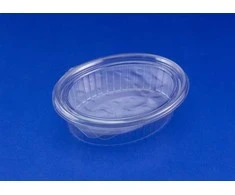 Plus Pack Plastikiniai padėklai su atlenkiamu dangteliu 50 vnt. R-PET ovalo formos 760 ml 204x166x52 mm 97012 - (50 vnt.)