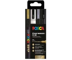 Posca POSCA PC-3M 4stk (Guld,Hvid,Sølv,Sort)