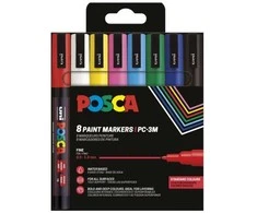 Posca - Fine Tip Pen - Basic Colors, 8 pc (401659)