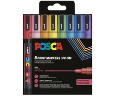 Posca - Fine Tip Pen - Sparkling Colors, 8 pc (401661)