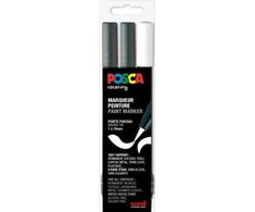 Posca POSCA pensel marker sæt PCF-350, tre farver, sort og hvid