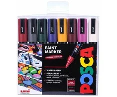 Posca - PC5M - Vidutinio galiuko rašiklis - Gilios spalvos, 8 vnt