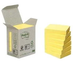 3M Lipnūs lapeliai Post-it, 38x51mm, ekologiški, 6×100 lapelių, gelsvos spalvos