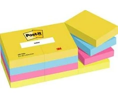 Lipnūs lapeliai 3M Post-it® Energetic, 38mmx51mm, 12 vnt. po 100 lapelių, neoninės spalvos