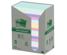 Post-It 655-1RPT, stačiakampiai, įvairių spalvų, 76 mm, 127 mm, 100 lapelių