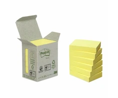 Lipnūs lapeliai Post-it, 38x51mm, ekologiški, 6x100 lapelių, gelsvos spalvos