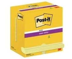 Lipnūs lapeliai 3M Post-it® Super Sticky 76mmx127mm 12vnt. po 90 lapelių, geltonos spalvos