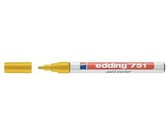 Žymeklis Edding 751 lako pagrindu, apvaliu galiuku, 1-2mm, geltonos spalvos