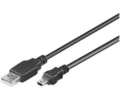 PremiumCord 1m USB2.0 - miniUSB M/M, 1 m, USB A, Mini-USB B, USB 2.0, Male/Male, Juodas