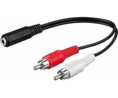 Kabelis PremiumCord Jack 3.5mm - RCA (Cinch) x2 0.2m juoda (kjackcinb02)