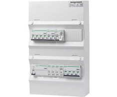 PRO-AUTOMATIC grupės plokštė, paruošta surinkti UG12, balta, HPFI 40A 30mA, 1xC10 1P+N, 1xC10/30mA 1P+N, 1xC13 3P+N, 1xC16 3P+N, 1xtransientinis
