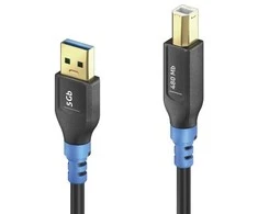 PureLink FI-U200-003, 0.3 m, USB A, USB B, USB 2.0, 480 Gbit/s, Juodas, Mėlyna