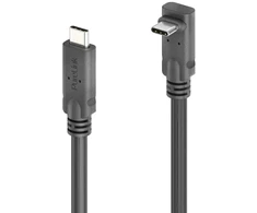 PureLink USB-C į USB-C 90° kabelis aukštyn/žemyn - USB4 Gen 2x2, 5A, EPR 240W, 20G, DP Alt-Mode - PureInstall MicroX4 - juodas - 2,00 m