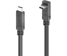 PureLink USB-C į USB-C 90° kabelis aukštyn/žemyn - USB4 Gen 2x2, 5A, EPR 240W, 20G, DP Alt-Mode - PureInstall MicroX4 - juodas - 2,00 m