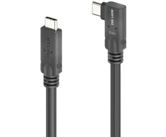 PureLink USB-C į USB-C 90° kairės/dešinės kabelis - USB4 Gen 2x2, 5A, SPR 100W, 20G, DP Alt-Mode - PureInstall MicroX4 - juodas - 3,00 m