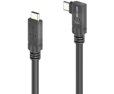 PureLink USB-C į USB-C 90° kairės/dešinės krypties kabelis - USB4 Gen 2x2, 5A, EPR 240W, 20G, DP alt. režimas - PureInstall MicroX4 - juodas - 2,00 m