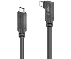 PureLink USB-C į USB-C 90° kairės/dešinės kabelis - USB4 Gen 2x2, 5A, SPR 100W, 20G, DP Alt-Mode - PureInstall MicroX4 - juodas - 3,00 m