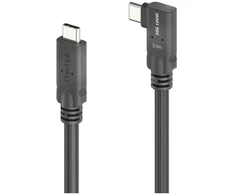 PureLink USB-C į USB-C 90° kairės/dešinės kabelis - USB4 Gen 2x2, 5A, SPR 100W, 20G, DP Alt-Mode - PureInstall MicroX4 - juodas - 3,00 m