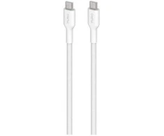 PURO audinys – tvirtas, pintas USB-C į USB-C laidas, 1,2 m (baltas)