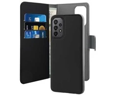 Dėklas Puro Samsung Galaxy A23 4G/5G piniginė, nuimama, juoda