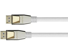 PYTHON DisplayPort 2.0 kabelis, gofruotas nailono pynimas, baltas, 3 m