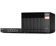 Serveris QNAP TS-673A-SW5T (TS-673A-8G + komutatorius QSW-1105-5T 5x2.5GbE), bokštinis Ethernet LAN antracito spalvos V1500B