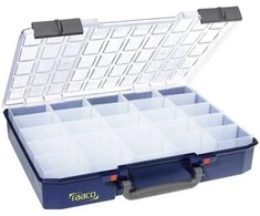 „raaco CarryLite 80“, Įrankių dėžė, Polikarbonatas (PC), Polipropilenas, Mėlyna, Permatoma, 13 kg, Vyris, 413 mm