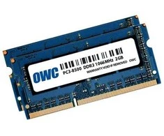 RAM Nešiojamojo kompiuterio atmintis OWC OWC OWC8566DDR3S4GP, 4 GB, 2 x 2 GB, DDR3, 1066 MHz, 204 kontaktų SO-DIMM