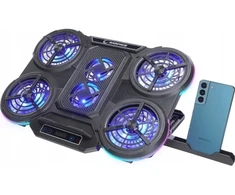 Rampage PROTE R6 aušinimo padėklas 10–17" nešiojamiesiems kompiuteriams, RGB, reguliuojamas
