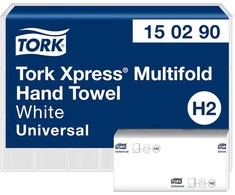 Tork „Xpress H2 Multifold“ dvisluoksniai rankšluosčiai, balti, 100 % perdirbti – (21 pakuotė x 226 vnt./dėžutėje)