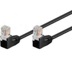 Goobay CAT 5e Komutacinis kabelis 2x 90° Angled, U/UTP, juodas, 10 m, 10 m, Cat5e, U/UTP (UTP), RJ-45, RJ-45, Juodas