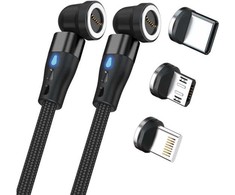 USB kabelis Realpower USB-A - USB-C + microUSB + Lightning 1 m Juodas (439648)
