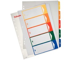Skiriamieji lapai Esselte Project, A4, 1-5 spalvos, plastikiniai 0807-116