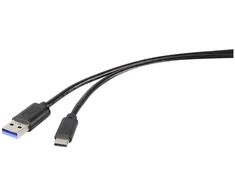 Kabelis USB Renkforce 0.15 m, USB A, USB C, USB 3.2 Gen 1 (3.1 Gen 1), 500 Mbit/s, Juodas (RF-4536470)
