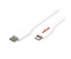 ROLINE 11.02.8335, 1 m, USB C, Lightning, Kištukas, Kištukas, Balta