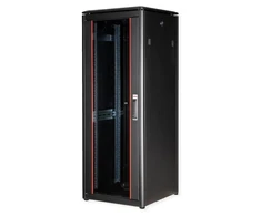 ROLINE 19 colių tinklo spintelė Pro 32 U, 600x600 P x G, stiklinės durys juodos, laisvai pastatoma lentyna, 32 U, 600 kg, lentynų bėgeliai, reguliuojamos kojelės, 60,9kg