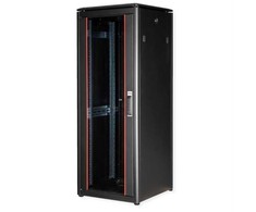 ROLINE 19 colių tinklo spintelė Pro 32 U, 600x600 P x G, stiklinės durys juodos, laisvai pastatoma lentyna, 32 U, 600 kg, lentynų bėgeliai, reguliuojamos kojelės, 60,9kg