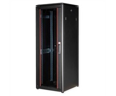 ROLINE 19 colių tinklo spintelė Pro 32 U, 600x600 P x G, stiklinės durys juodos, laisvai pastatoma lentyna, 32 U, 600 kg, lentynų bėgeliai, reguliuojamos kojelės, 60,9kg