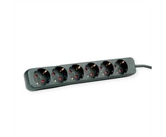 ROLINE 19.07.1073, 3 m, Vidaus, Plastikas, Juoda, 6 kintamosios srovės lizdai, 250 V