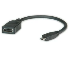 ROLINE HDMI didelės spartos kabelis su Ethernet, HDMI A tipo F - HDMI D tipo M 0,15 m, 0,15 m, HDMI A tipo (standartinis), HDMI D tipo (mikro), 1920 x 1080 pikselių, juodas