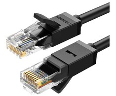 Apvalus tinklo kabelis UGREEN NW102 Ethernet RJ45, Cat.6, UTP, 15m (juodas)