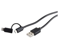 S-Conn 14-14025, 1 m, USB 2.0 A/USB Micro B, Lightning, Juoda, USB 2.0, 1.5 A
